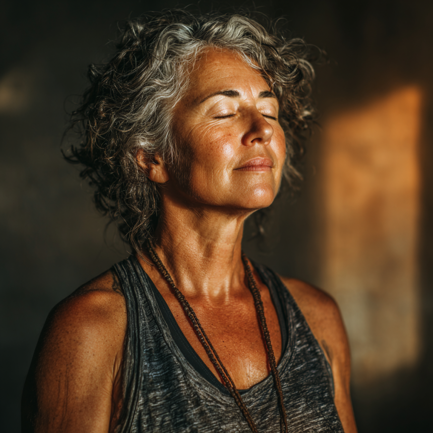 Adultos mayores practicando yoga en ambiente tranquilo